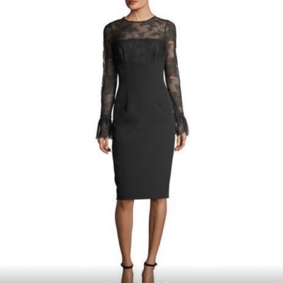 David Meister Elegant Black Long Sleeve Dress - Picture 1 of 7